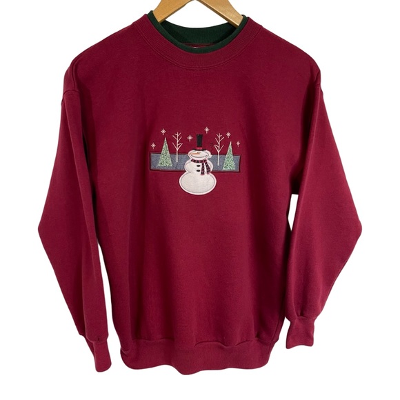 MC Sportswear Tops - Vintage MC Sportswear Cozy Snowman Sweater S Petite Double Crew Neck Christmas